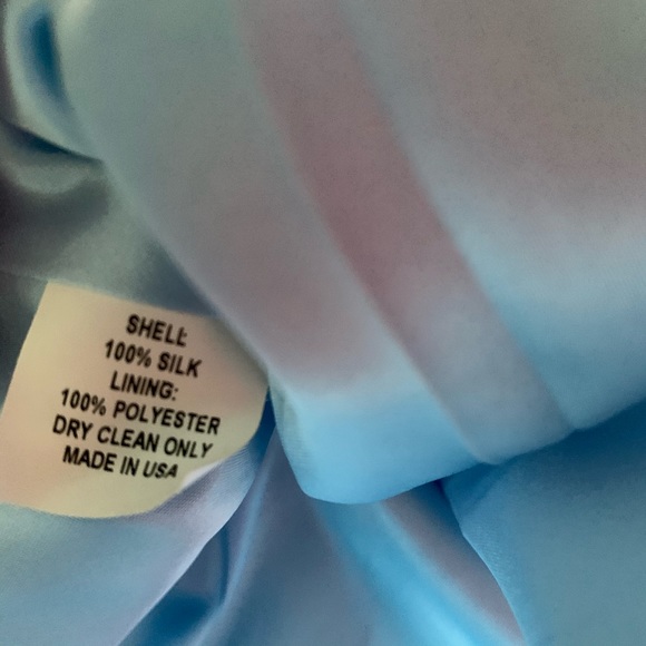 Jenny Yoo Silk Seafoam Green & Blue Midi Dress 10 - Picture 8 of 8